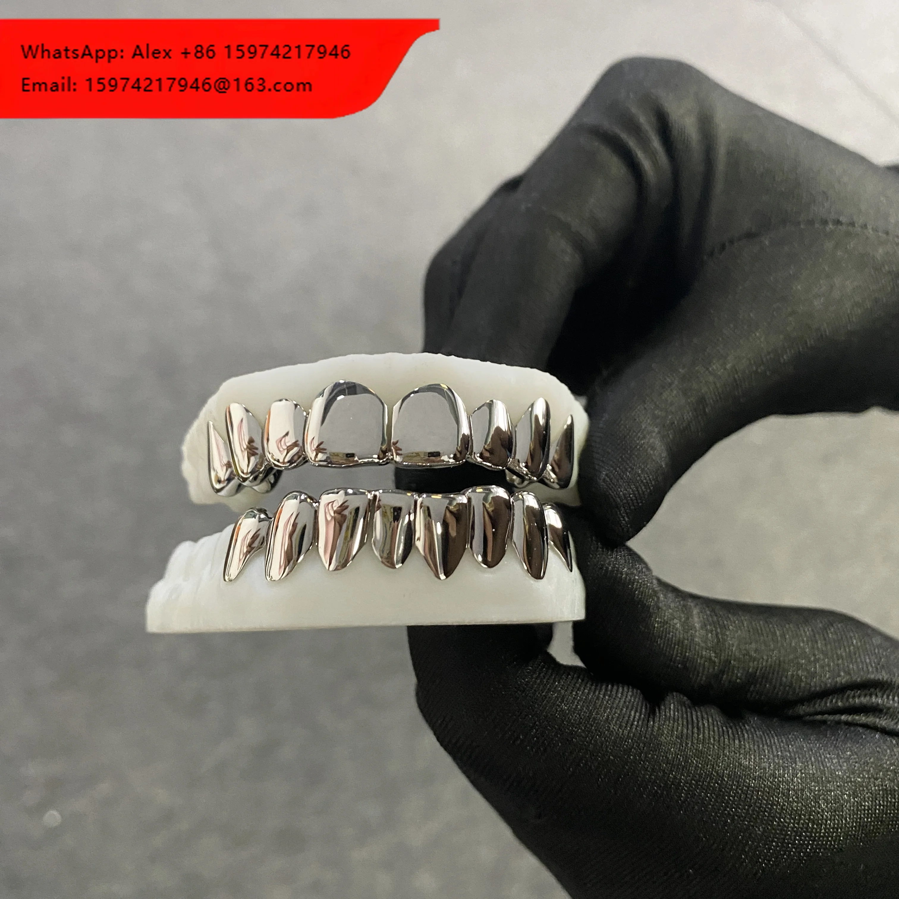

Hip Pop Fine Jewelry Permanent Cut 8 Top 8 Bottom Custom Fit 925 Sterling Heavy Solid Silver Teeth Grillz