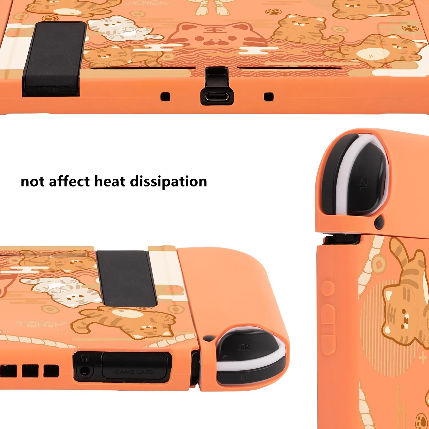 GeekShare-귀여운 타이거 닌텐도 스위치 쉘 조이 콘 스플릿 소프트 TPU 보호 케이스, 닌텐도 스위치 2022 신제품 NS 액세서리