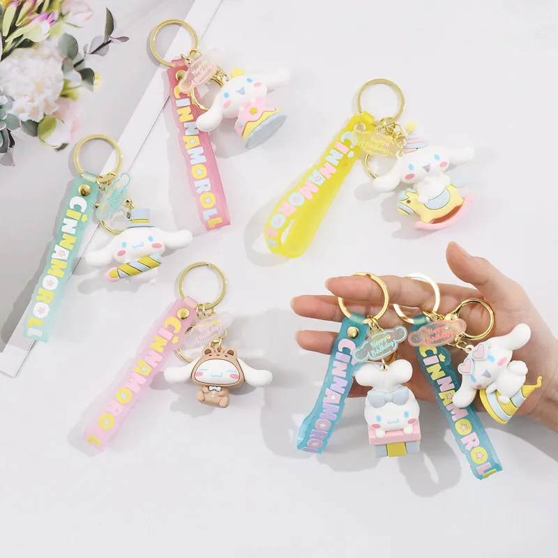 Sanrio Keychain Cinnamoroll Pendant Keyring Children Anime Kawaii Sanrios Women Keychains Cartoon Girls Cute Key Chain Gifts Toy