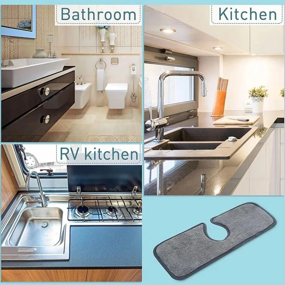 

2 pcs Drain For Kitchen Sink Absorbent Pad Faucet Area Water Absorbent Mat Splash Proof Countertop Protector Simple Wash Basin