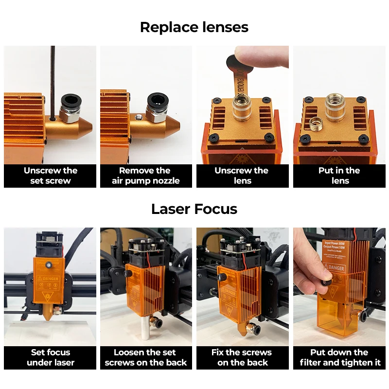 80W laser module with air pump CNC laser head 10W power 12V 24V laser engraving module for DIY cutting and engraving machine