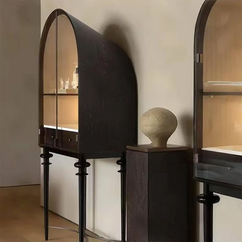 Wood Glass Living Room Cabinets Natural Rustic Narrow Vintage Living Room Cabinets Nordic French Meuble Rangements Furniture