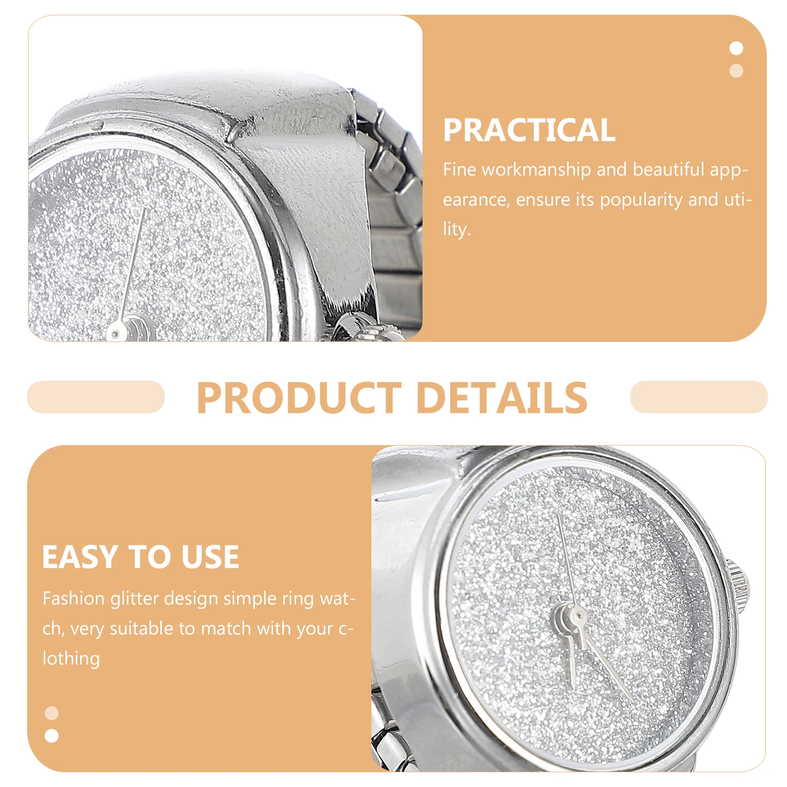 

Ring Watch Fashion Glitter Design Simple Quartz Movement Ladies Men Finger Watches Vintage Elasticity Accessories Gift