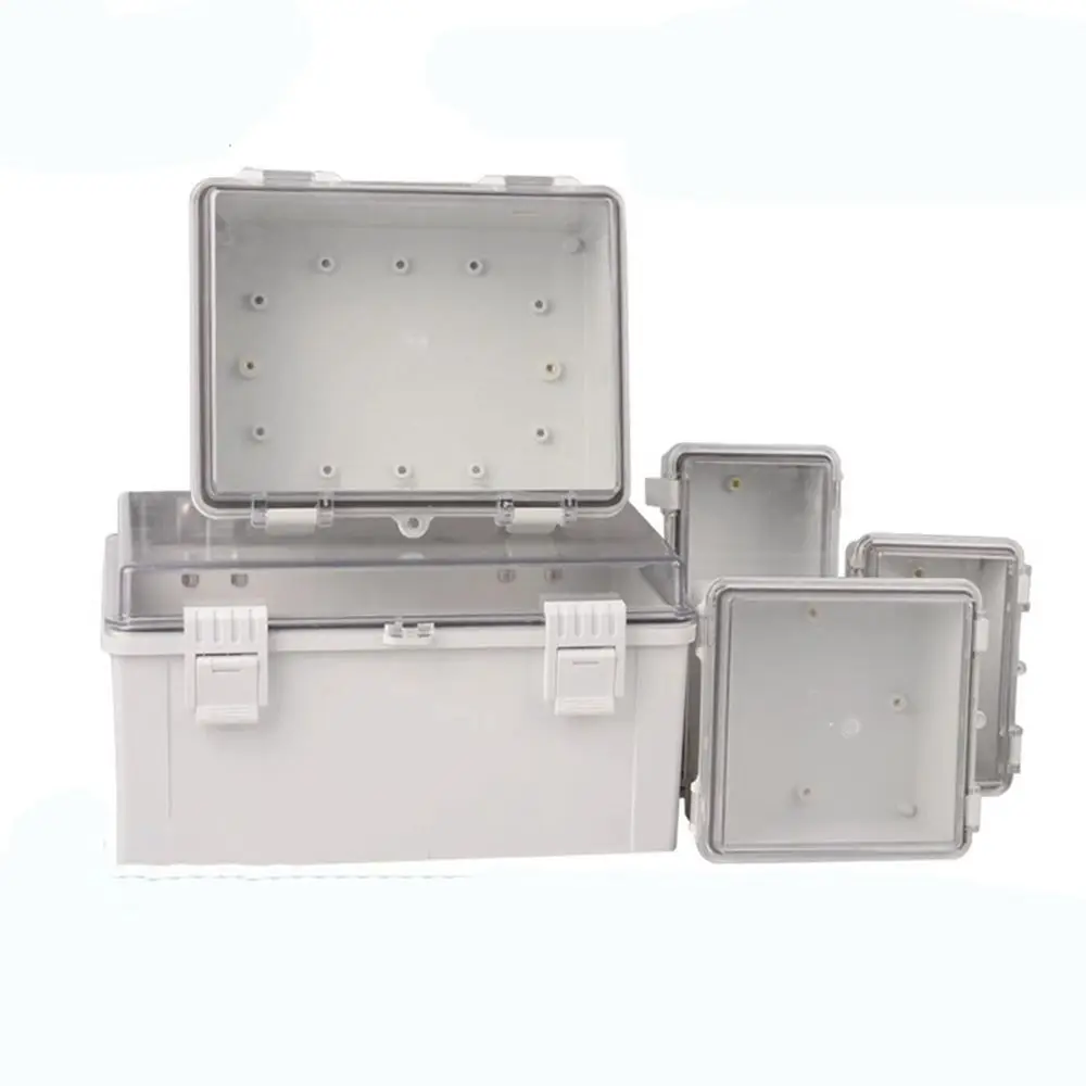 IP67 Electrical Junction Box Waterproof Enclosure With Hasp Outdoor Sealed Switch Power Case Plastic White Distribution Boxes
