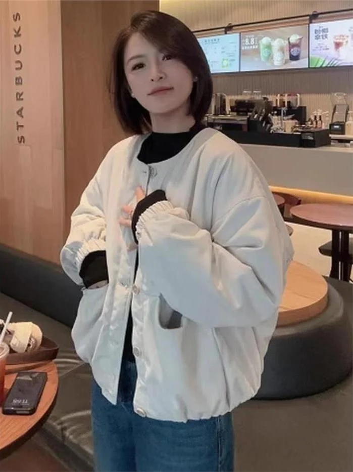 

Ретро-куртка из утолщенного хлопка для женщин: новая модель осенне-зимнего сезона, теплая, красивая, универсальная, свободного кроя, удлиненная