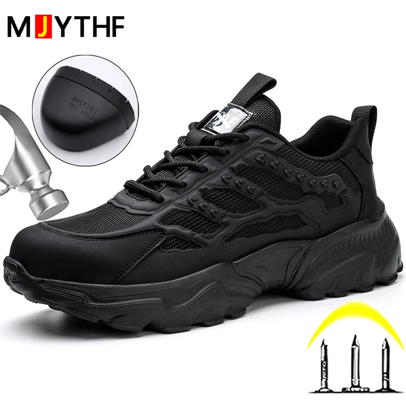 Anti puncture Work Safety Shoes For Men Women Anti-smash Work Shoes Wear-resistant Lightweight Protective Shoes White Sneakers