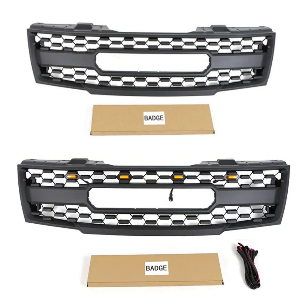 Car Front Bumper Grill with lights For Nissan Frontier 05-08 modified grille Mask Net Radiator body Kit Car Accessories