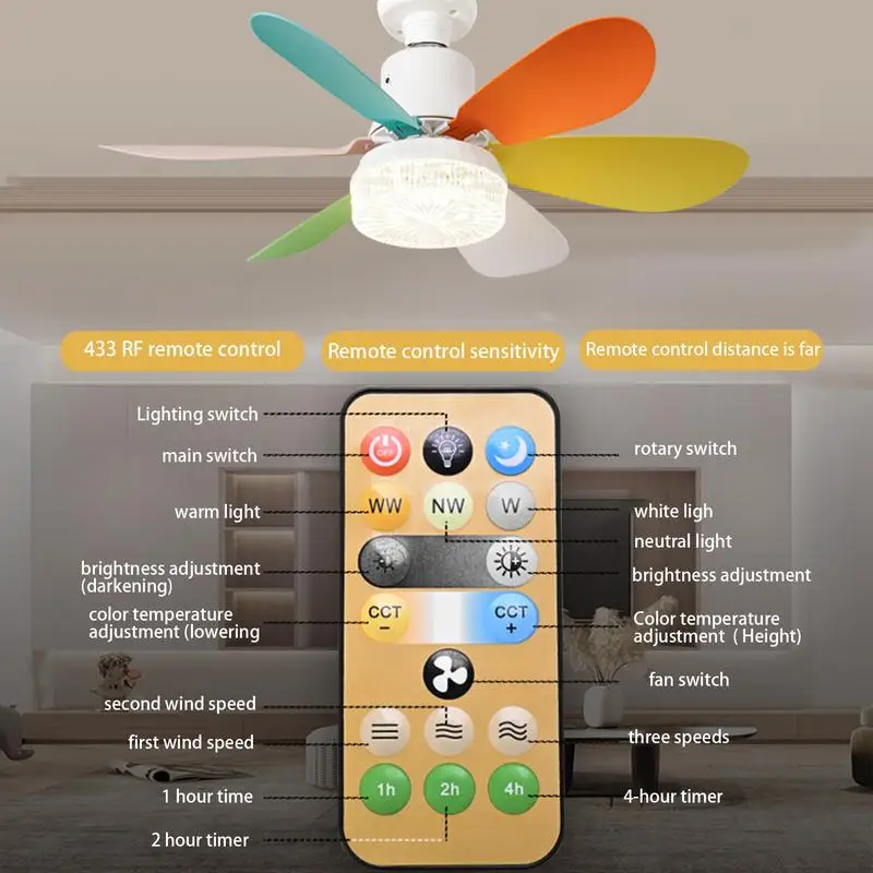 Led Fan Light Silent Led Light With Fan Detachable Led Light Fan Ceiling 3 Light Colors Intelligent Remote Control For Living