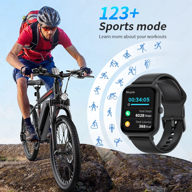 LIGE 2025 New GPS Tracker Smart Watch 1.83" HD Screen 100+ Sports Bluetooth Call Waterproof Sports Health Smartwatch Men Women image 6