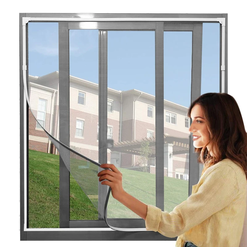 magnetic screen door  mosquito net   Magnetic Window Screen Tulle Mesh Stealth Customize DIY Mesh Curtain Removable Washable