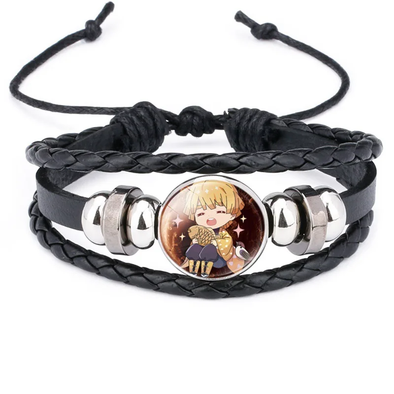 

Anime Demon Slayer Creative Bracelet Multi-Layer Boys Girls Leather Braided Bracelet Adjustable Fashion Jewelry Accessories Gift