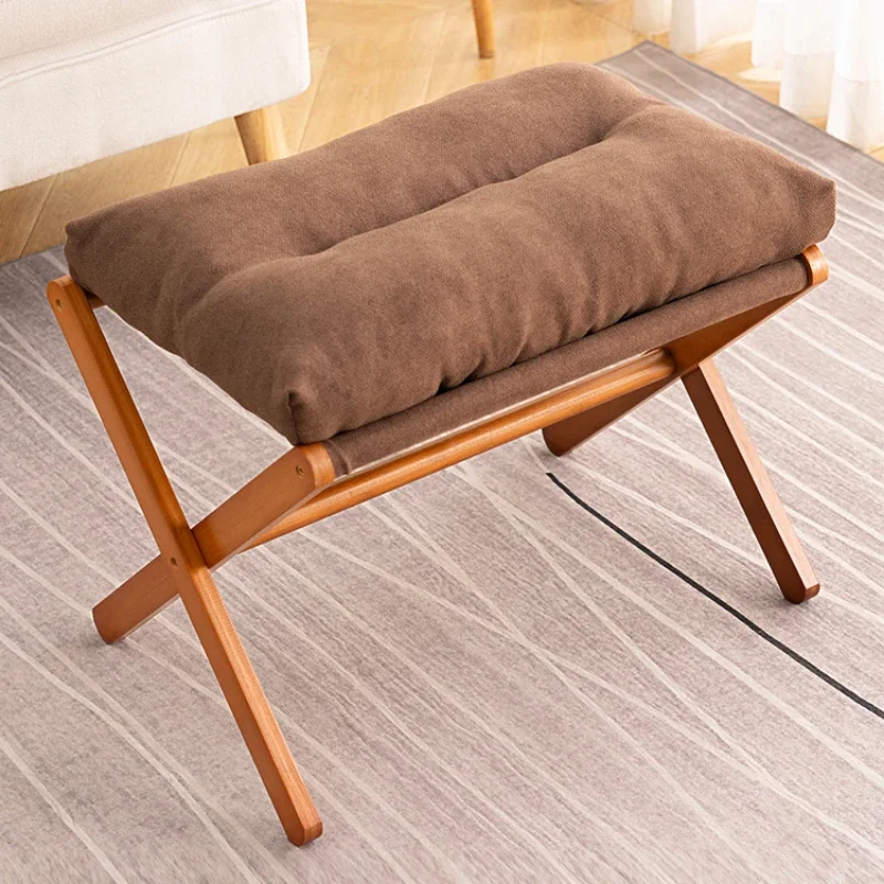 

Creative foldable low stool Widen enlarge the sofa bench Imitation cashmere stepping seat Detachable stools cushion foot rest