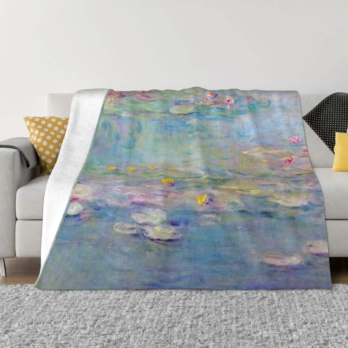 

Les Nymph Xo Bleu Sarcelle de Claude Monet - Monet Бирюзово-синий Водяные лилии Плед Постельное белье Декоративные одеяла для дивана