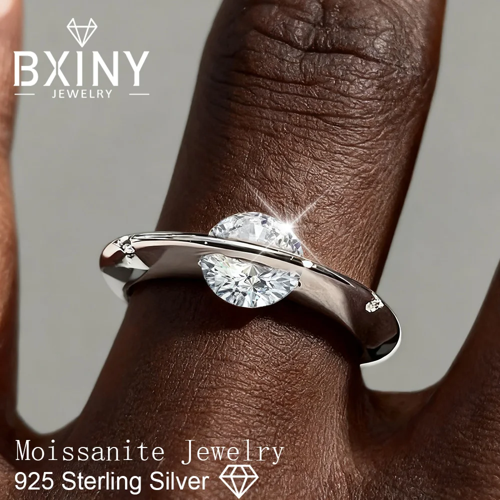 

BXINY 1CT Moissanite Rings 925 Sterling Silver Rotatable Solitaire Diamond For Women Gifts Wedding Band Fine Jewelry Certificate