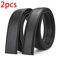 2Pcs Men's Belt Without Buckle 3.5cm/1.37inch Width Brand High End Belts Black Soft PU Leather Men Belts Body No Buckle Strap