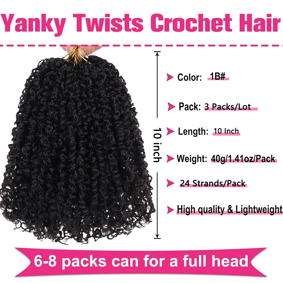 Yanky Twist Crochet Hair 3 Packs Spring Twist Hair Synthetic Senegalese Twist Crochet Hair with Curly Ends for Daily Wear