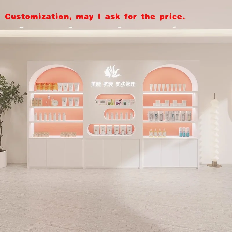 

custom.Cosmetic Products Display Cabinet Beauty Salon Boutique Display Cabinet Broadcast Room Background Cabinet Commerci