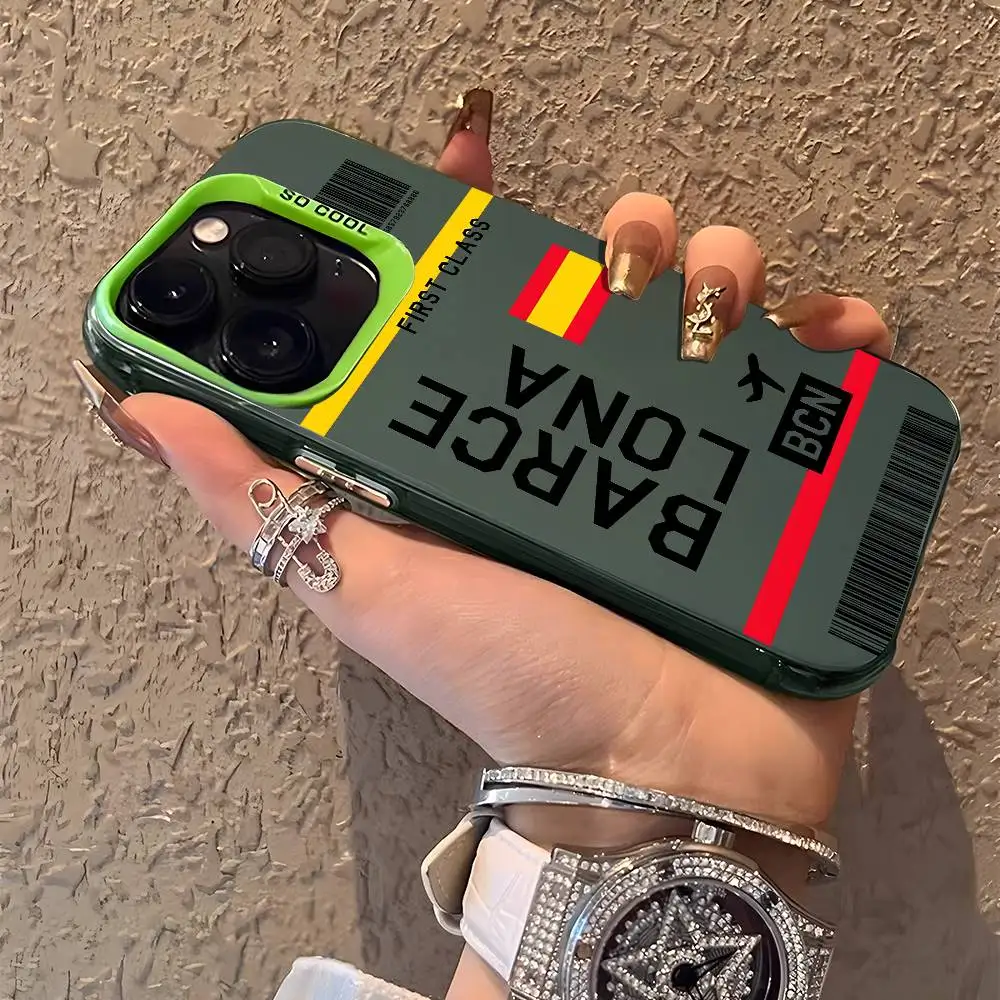 اسبانيا طائرة السفر تذكرة جراب هاتف آيفون 16 15 14 13 12 11 زائد برو ماكس متعدد الألوان أورورا الليزر للصدمات فوندا غطاء #2