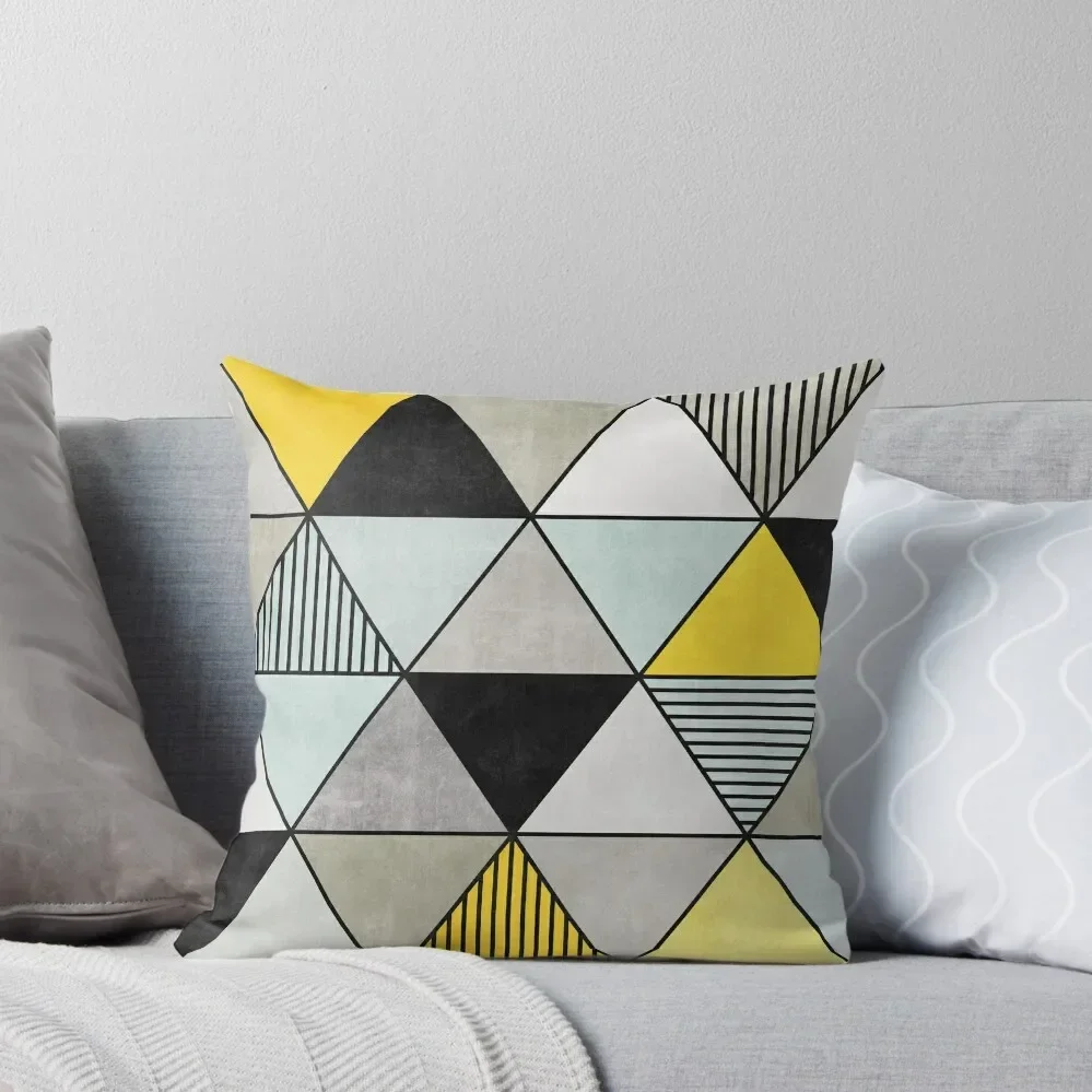 

Colorful Concrete Triangles 2 - Yellow, Blue, Grey Throw Pillow Pillow Cases Cushions For Decorative Sofa pillow