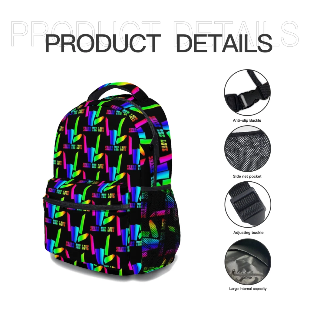 Share The Love Printed Lightweight Casual Children's Youth Backpack Schoolbag  17inch