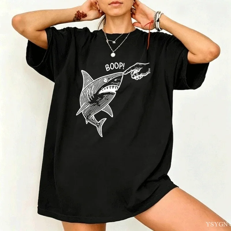 Boop Shark T-Shirt Men Women Casual Funny Graphic T Shirts Surf Beach Ocean Tshirt Sea Life Short Sleeve Summer Tees Woman