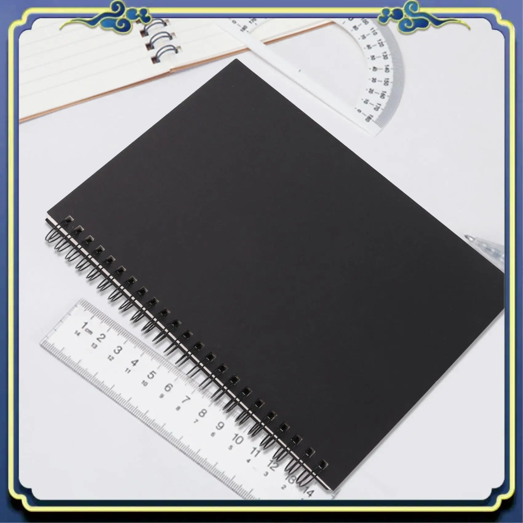 

Portable 5Pcs A5 Black Spiral Notebook Blank Sketchbook Unruled Journal Pack Thick Blank Paper 50 Sheet 100 Unlined Pages