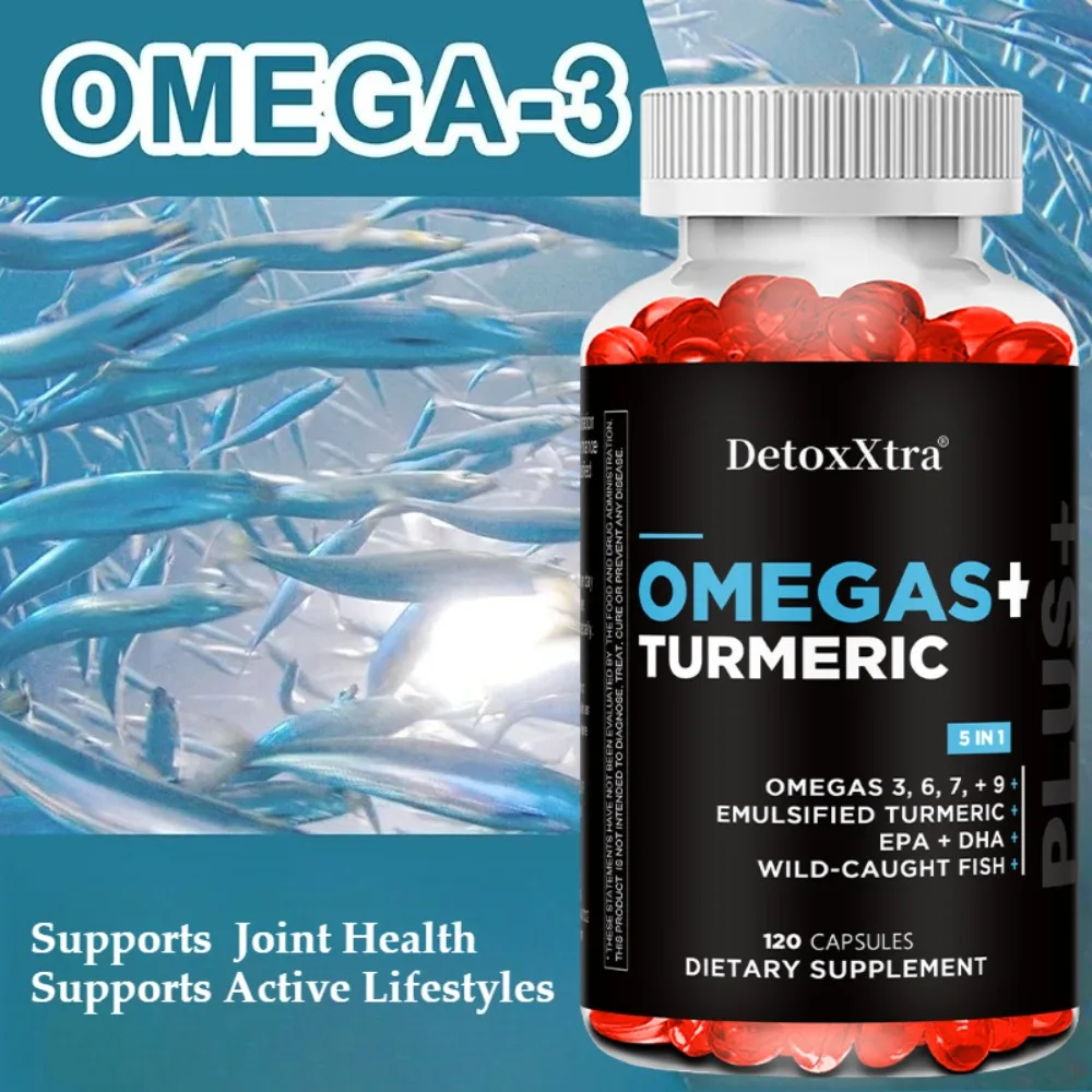 Wild Caught Omega 3 Fish Oil– with EPA DHA Turmeric Non-GMO Gluten Free Dietary Supplements
