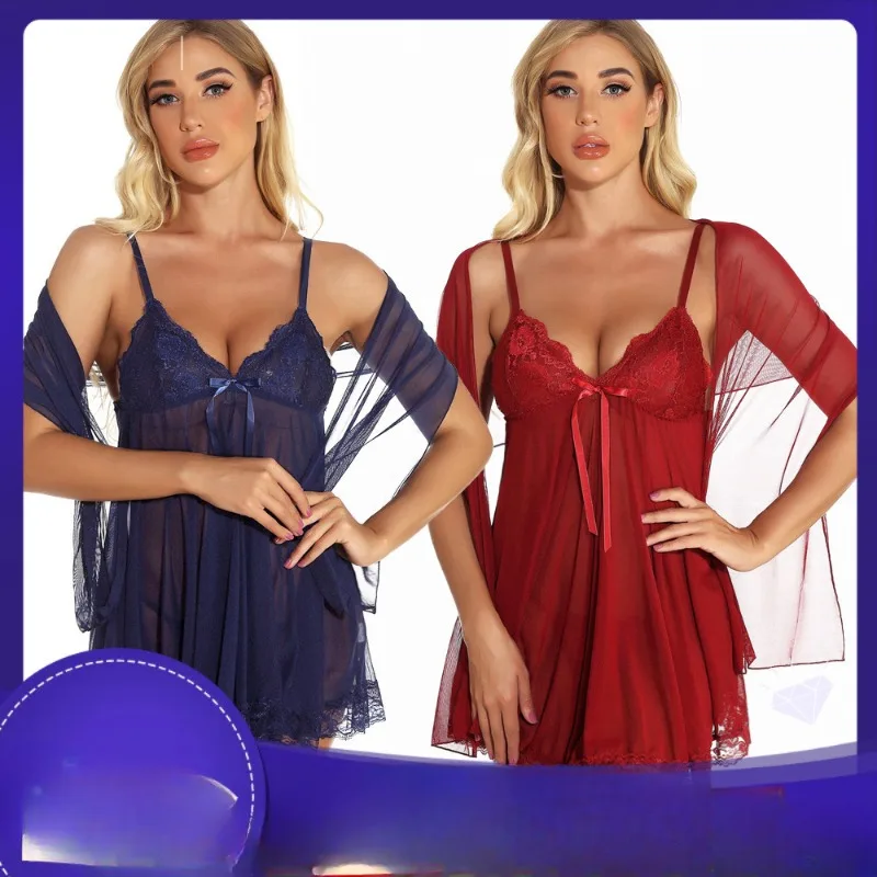 

Сексуальное и Забавное платье для сна, сетчатые бретельки с большим кружевным бельем, сексуальное женское нижнее белье, костюм для интима