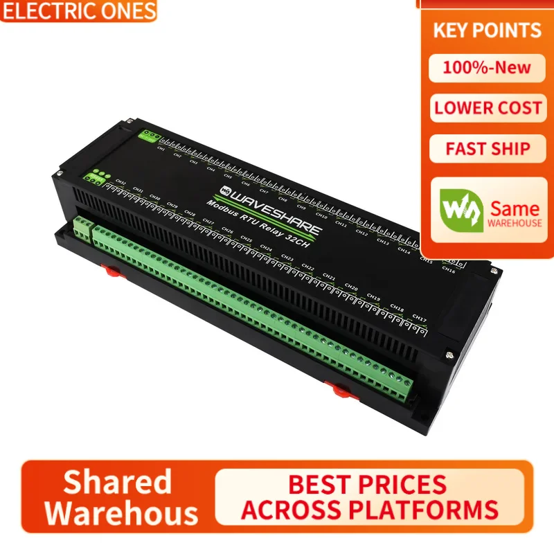 

【Waveshare genuine】32-Ch Modbus RTU Relay Module | RS485 Interface with Isolation Protection Circuits