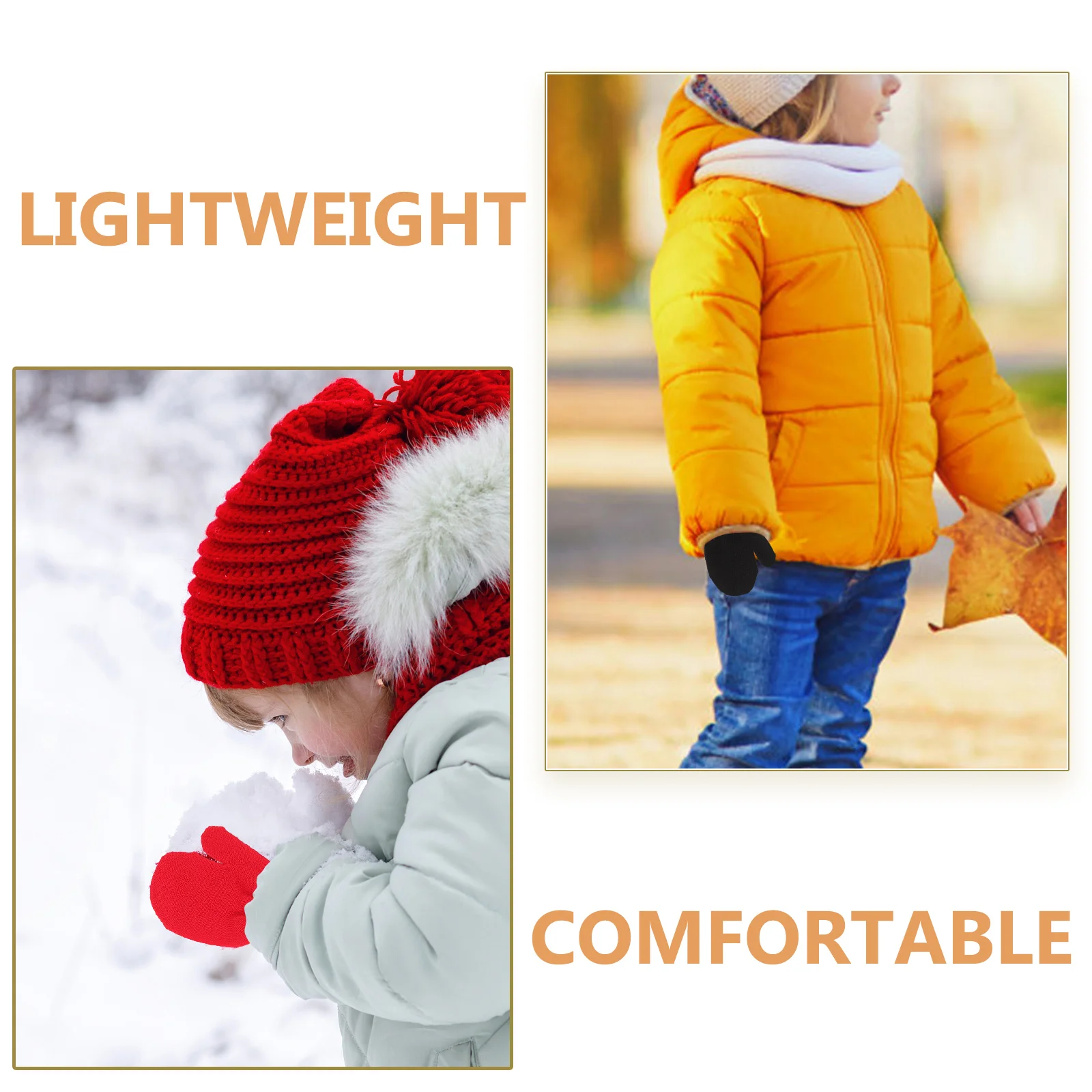 

5Pairs Knitted Winter Gloves Kids Warm Bright Color Simple Lightweight Compact Children Accessory Outdoor Daily Use