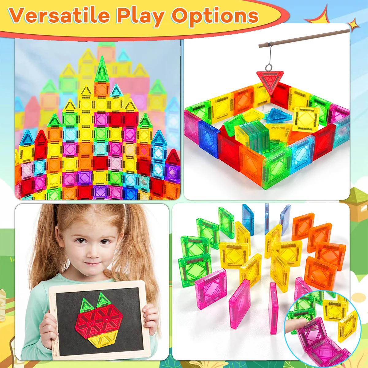 Magnetyczne klocki konstrukcyjne DIY Montessori zabawka edukacyjna sensoryczna dla dzieci w wieku 3+ lat, prezent dla chłopców i dziewczynek, 40/80/160 elementów
