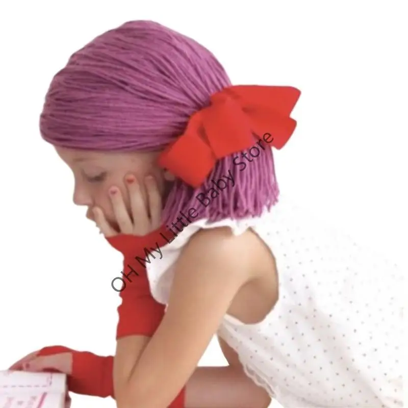 M76C طفل بنين بنات شعر مستعار قبعة الجدة أغطية الرأس للجنسين هيربيسي قبعات سهلة الارتداء لفستان إبداعي ومتعة يومية