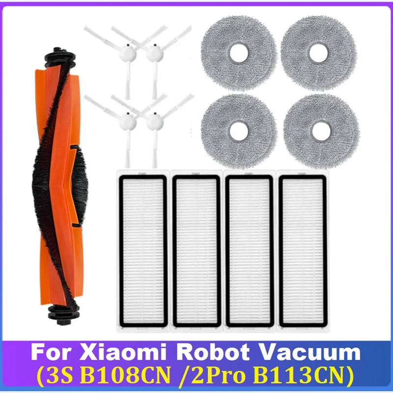 13PCS Replacement Kit For Xiaomi Robot Vacuum 3S B108CN /2Pro B113CN Vacuum Cleaner Main Side Brush Filter Mop