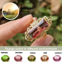 Turkish Sultanite Color-changing oval stone rings for women change colors according to different light vintage fine jewelry