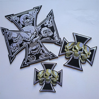 Maltese 3 Skull Cross Chopper Biker Heavy Metal patches Embroidered Iron-on Motorcycle MC Biker Patch for vest coat