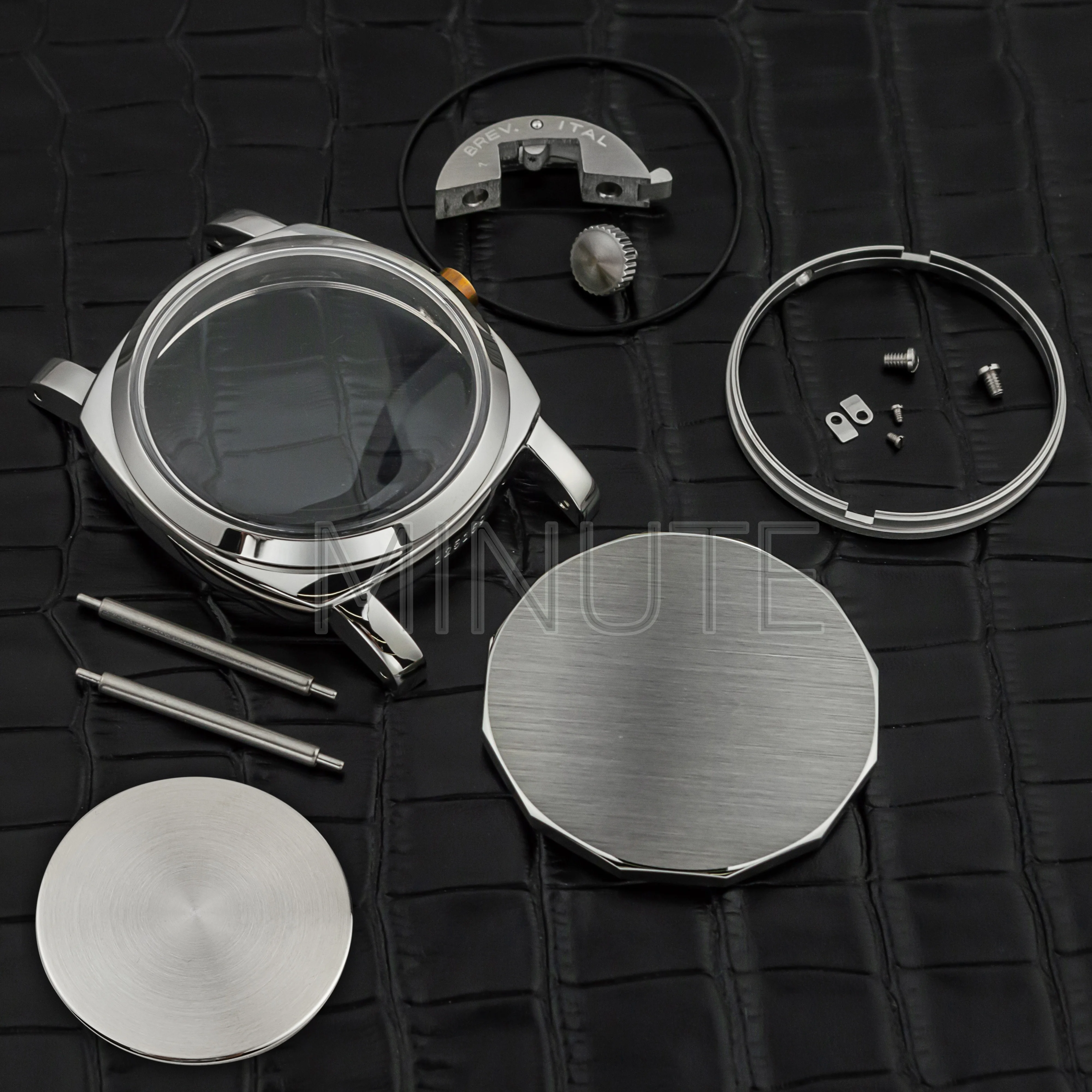 

47mm Vintage Restro Case Bubble Mirror For PAM 6152 Stainless Steel Water Resistant Watch Case Fit ETA 6497/6498/ST3600 Movement
