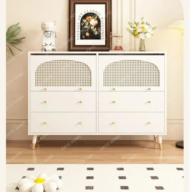 XX retro rattan dining side cabinet integrated guest dining room wall multi-functional storage cabinet