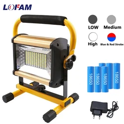 FloodLight 100W 3 Working Mode Outdoor Indoor Reflector Portable Flood Light Construction Lamp with 6pcs Rechargeable Batteries