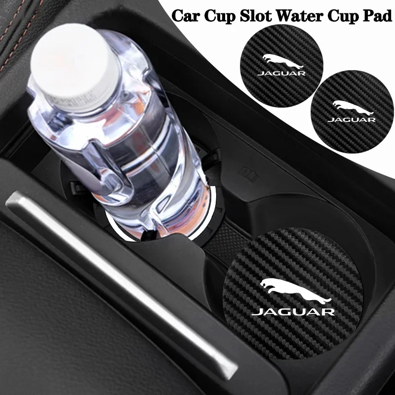 2pcs Car Silicone Coaster Anti-slip Mat Water Cup Pad for Jaguar XFL XEL E-PACE F-PACE XK C-X75 X-TYPE F-TYPE XJ I-PACE X-X16 XE