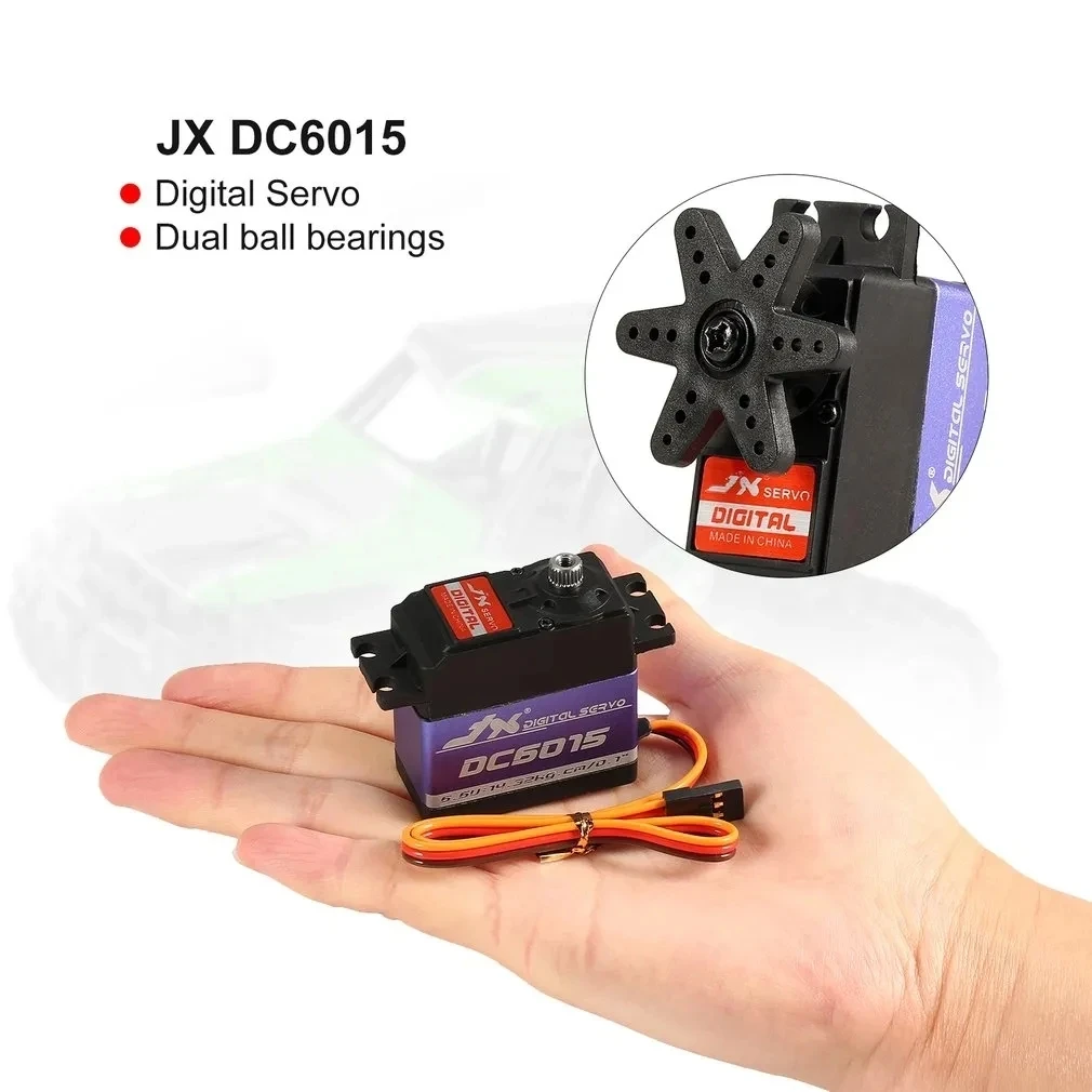 JX RC Servo DC6015 4.8-6.6V Metal Gear 0.1 Sec 15KG Large Torque Digital Servo For RC Car Robot Airplane Aircraft Accessories