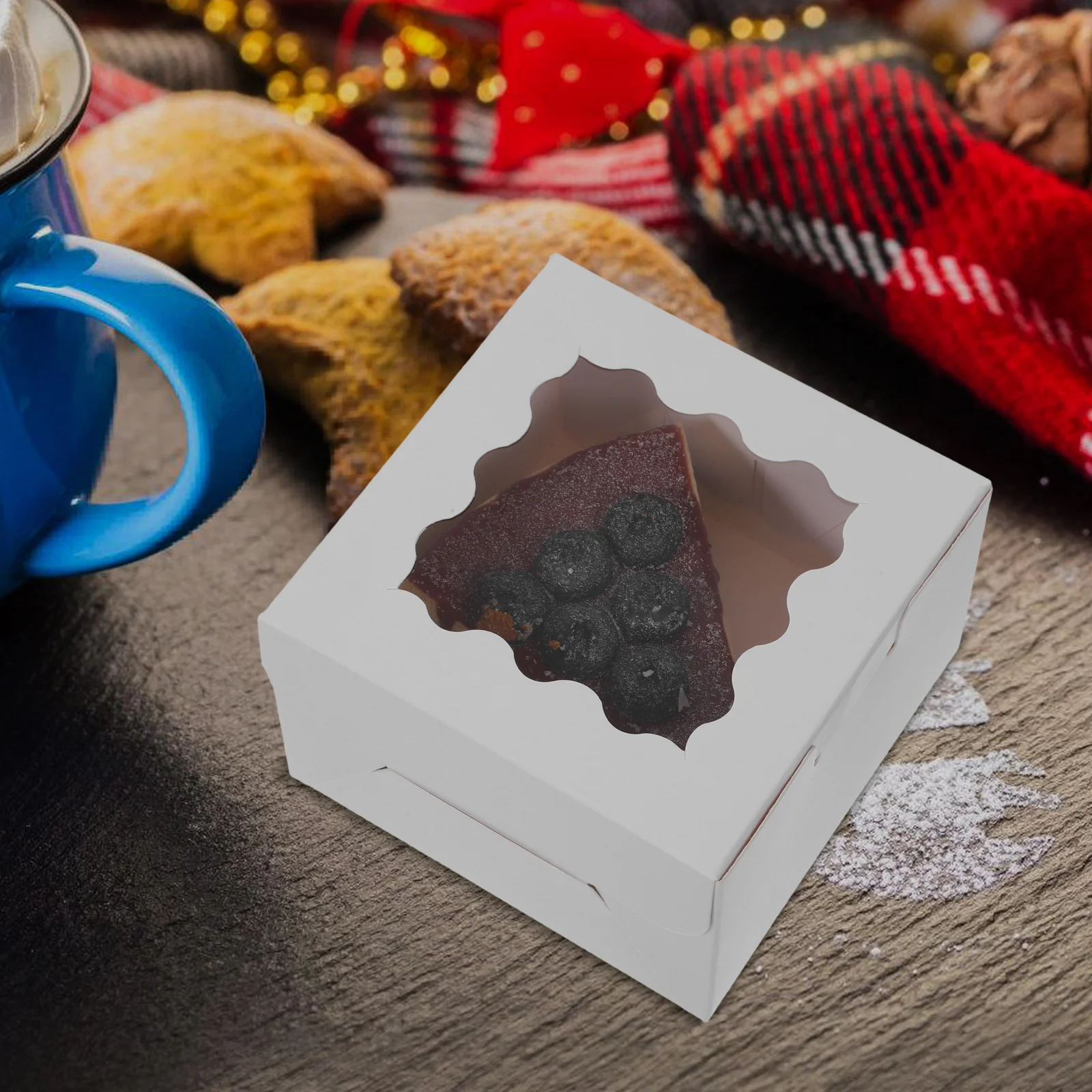

50pcs Bakery Dessert Boxes For Baked Goods Elegant Portable Cake Packaging White Mini Dessert Containers Clear Lids Transporting
