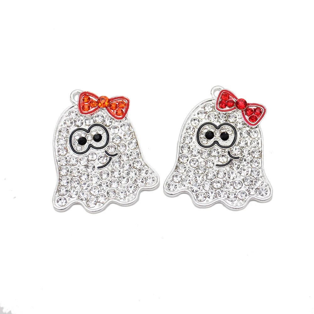 

1/10/20/30/50/100pcs Halloween Lovely girl ghost rhinestone pendants for chunky necklace