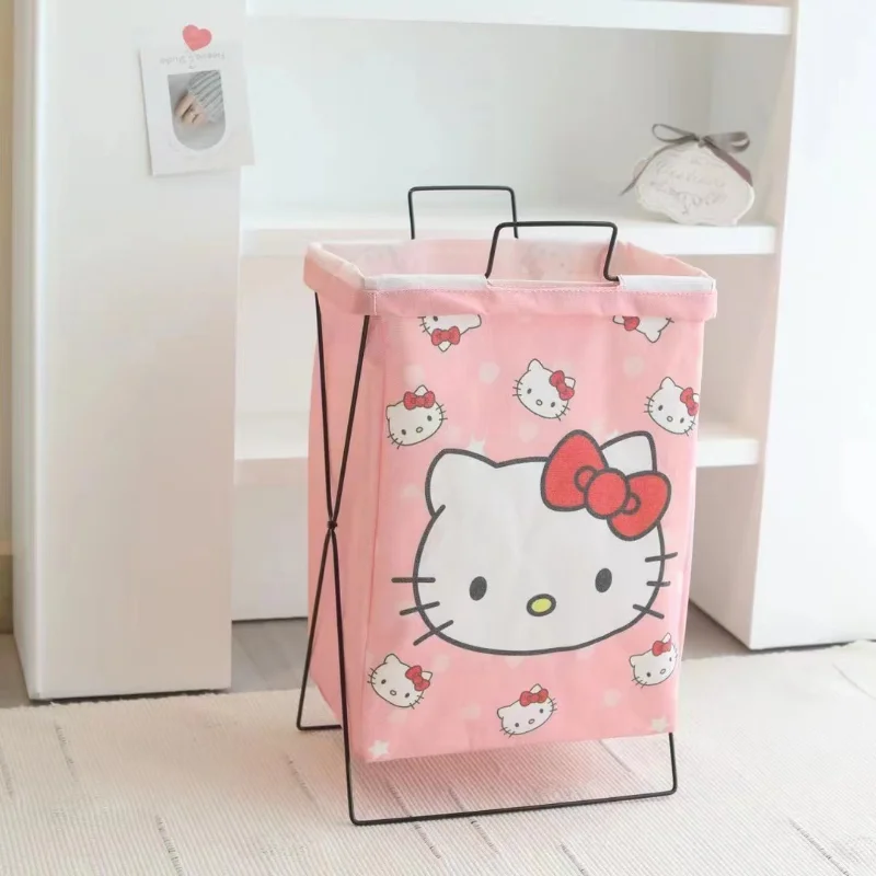 Kawaii Sanrio hellokid cestino portaoggetti Anime My Melody Kuromi Cinnamoroll cesto portabiancheria pieghevole Home Organizer cesto di lavaggio