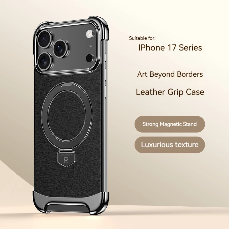 Luxuriöse Leder-Handyhülle mit rahmenloser Magnethalterung, für iPhone 17 Pro Max 17 Air 17 Magsafe Wireless Charging Schutzhüllen