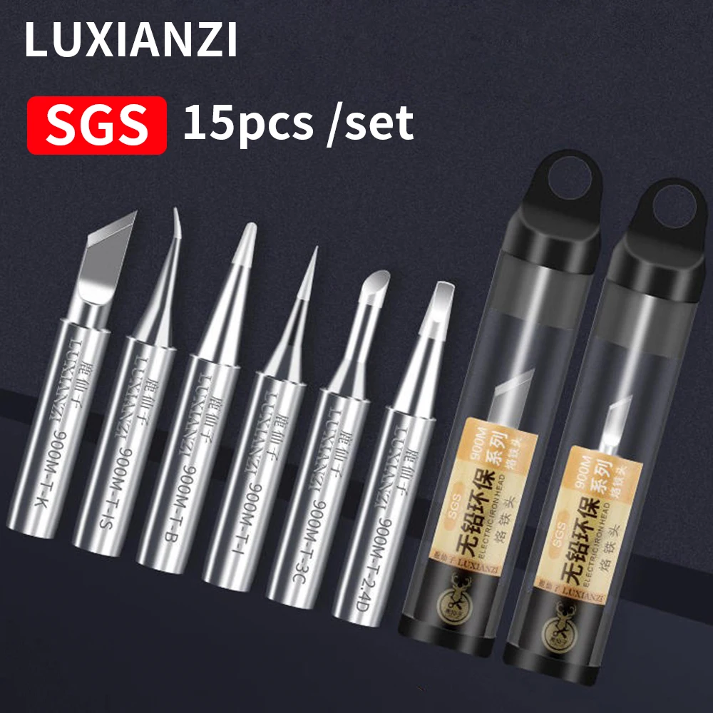 LUXIANZI 15pcs 900m Tip For Soldering Iron SGS High Quality Welding Tips K/1.5K/SK/3C/4C/B/IS/I/2.4D Lead Free Solder Iron tips