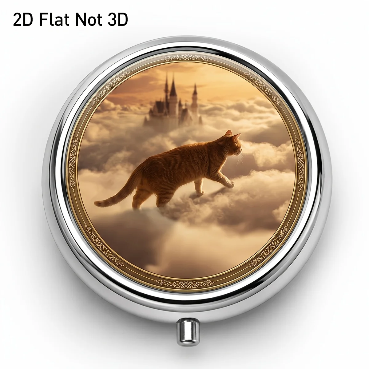Single pack, flat print, cloud and castle shaped portable compartment box, three-compartment design, suitable for medication, vitamins, rings, earrings, and other small items, aesthetically pleasing and convenient to carry