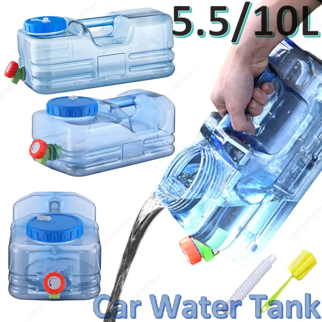 5.5/10L Car Water Buckets Food Grade Water Storage Tanks Driving Pure Car Water Tank Container with Faucet for Outdoor Camping