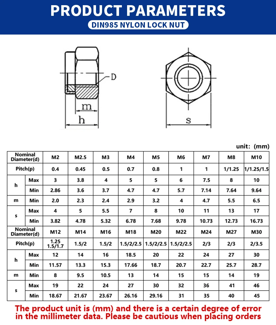Edelstahl-Mutter-Flachfederscheiben-Kombinations-Box-Set SS304 M3-M8 DIN934DIN985DIN1587DIN315 Sechskant-Sicherungskappe Flügelschrauben-Set – Detail 7