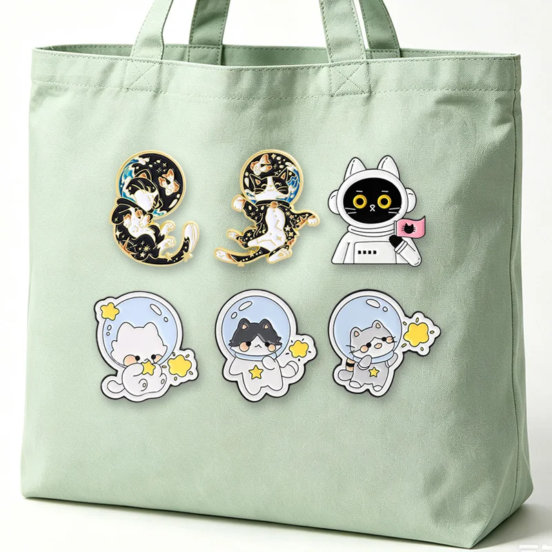 2-7 STÜCK/SET Cartoon-Tier-Kollektion Brosche Emaille-Pin Cosplay Spiel Hexe Ritter Schwarze Katze UFO-Katze Alien Frosch Ente Abzeichen Schmuck – Detail 15