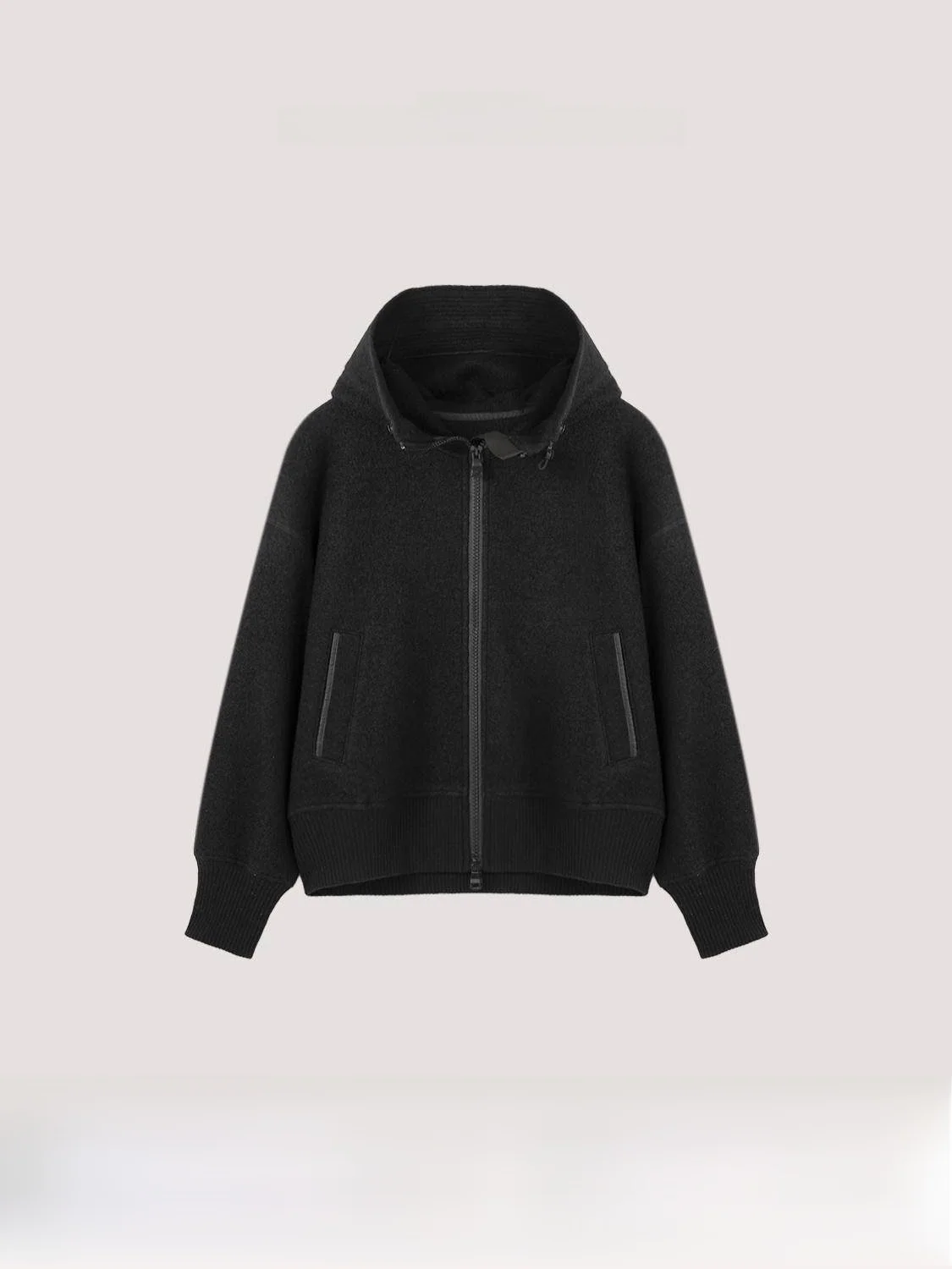 

Женская модная верхняя одежда Menger: 100% шерстяная осенне-зимняя толстовка-куртка с капюшоном, двойной молнией, воротником-стойкой и шнурком